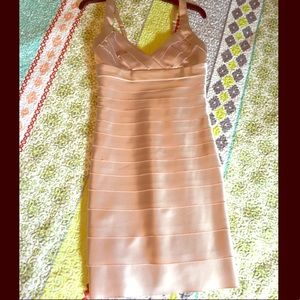 BGBGMaxazria Gold strapped fitted dress size 4